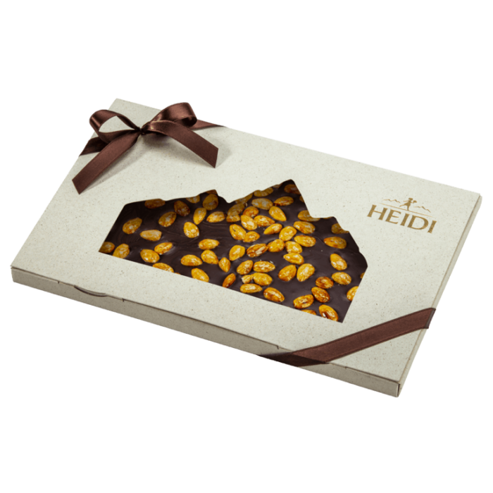 HEIDI Zartbitterschokolade mit Mandeln in Geschenkverpackung